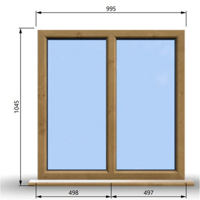 995mm (W) x 1045mm (H) Wooden Stormproof Window - 2 Non-Opening Windows ...