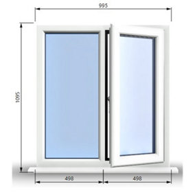 995mm (W) x 1095mm (H) PVCu StormProof Casement Window - 1 RIGHT Opening Window -  Toughened Safety Glass - White