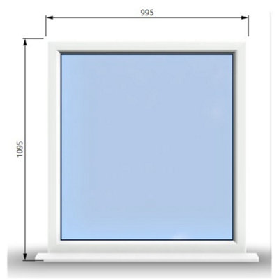 995mm (W) x 1095mm (H) PVCu StormProof Window - 1 Non Opening Window - Toughened Safety Glass - White