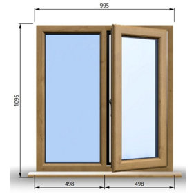 995mm (W) x 1095mm (H) Wooden Stormproof Window - 1/2 Right Opening Window - Toughened Safety Glass