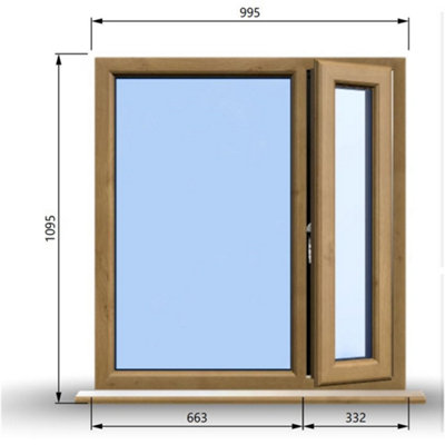 995mm (W) x 1095mm (H) Wooden Stormproof Window - 1/3 Right Opening ...