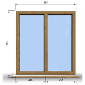 995mm (W) x 1095mm (H) Wooden Stormproof Window - 2 Non-Opening Windows - Toughened Safety Glass