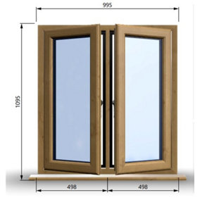 995mm (W) x 1095mm (H) Wooden Stormproof Window - 2 Opening Windows (Left & Right) - Toughened Safety Glass
