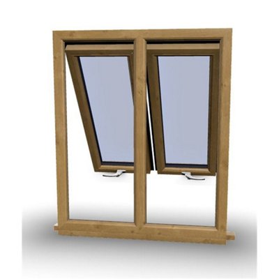 995mm (W) x 1095mm (H) Wooden Stormproof Window - 2 Opening Windows (Opening from Bottom) - Toughened Safety Glass - 4