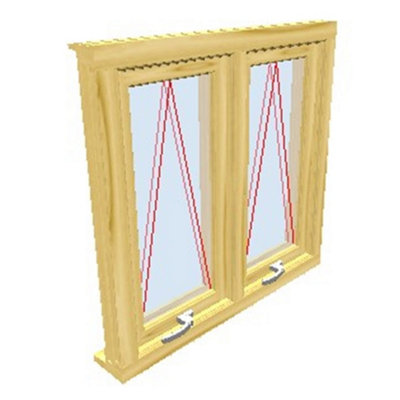 995mm (W) x 1095mm (H) Wooden Stormproof Window - 2 Opening Windows (Opening from Bottom) - Toughened Safety Glass - 5