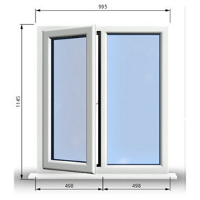 995mm (W) x 1145mm (H) PVCu StormProof Casement Window - 1 LEFT Opening Window -  Toughened Safety Glass - White