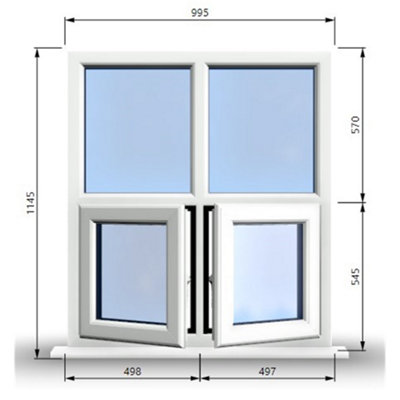 995mm (W) x 1145mm (H) PVCu StormProof Casement Window - 2 Bottom ...