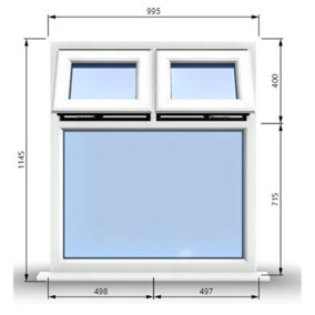 995mm (W) x 1145mm (H) PVCu StormProof Casement Window - 2 Top Opening Windows -  Toughened Safety Glass - White