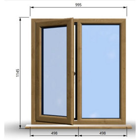 995mm (W) x 1145mm (H) Wooden Stormproof Window - 1/2 Left Opening Window - Toughened Safety Glass