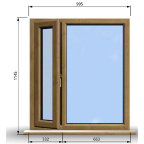 995mm (W) x 1145mm (H) Wooden Stormproof Window - 1/3 Left Opening Window - Toughened Safety Glass