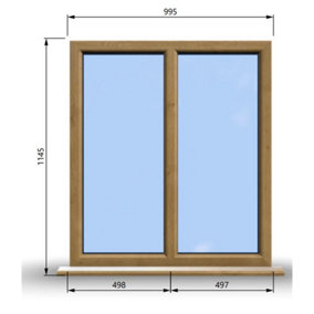995mm (W) x 1145mm (H) Wooden Stormproof Window - 2 Non-Opening Windows - Toughened Safety Glass