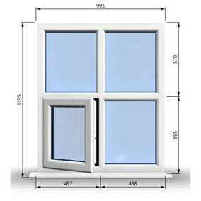 995mm (W) x 1195mm (H) PVCu StormProof Casement Window - 1 Bottom Opening (Left) -  White Internal & External