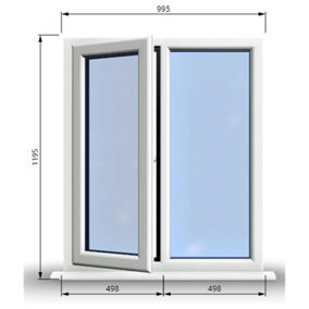 995mm (W) x 1195mm (H) PVCu StormProof Casement Window - 1 LEFT Opening Window -  Toughened Safety Glass - White