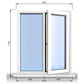 995mm (W) x 1195mm (H) PVCu StormProof Casement Window - 1 RIGHT Opening Window -  Toughened Safety Glass - White