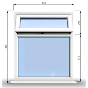 995mm (W) x 1195mm (H) PVCu StormProof Casement Window - 1 Top Opening Window - 70mm Cill - Chrome Handles -  White