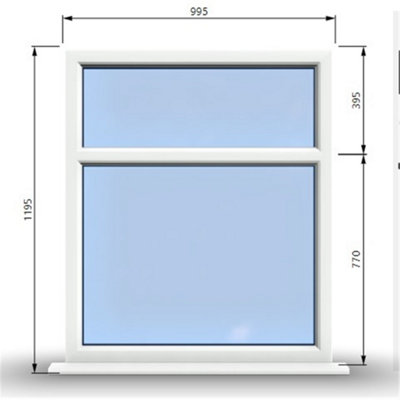 995mm (W) x 1195mm (H) PVCu StormProof Casement Window - 2 Horizontal ...