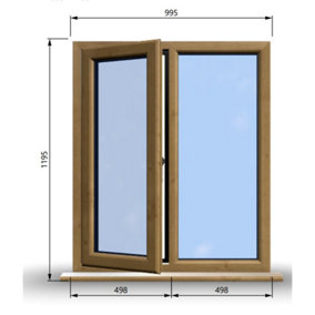 995mm (W) x 1195mm (H) Wooden Stormproof Window - 1/2 Left Opening Window - Toughened Safety Glass