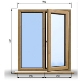 995mm (W) x 1195mm (H) Wooden Stormproof Window - 1/2 Right Opening Window - Toughened Safety Glass
