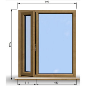 995mm (W) x 1195mm (H) Wooden Stormproof Window - 1/3 Left Opening Window - Toughened Safety Glass