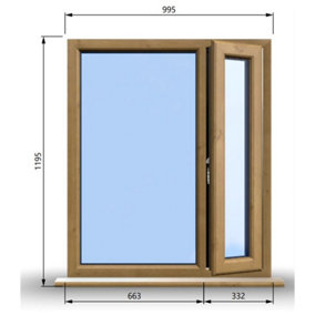 995mm (W) x 1195mm (H) Wooden Stormproof Window - 1/3 Right Opening Window - Toughened Safety Glass