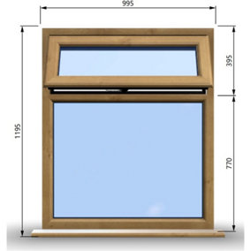 995mm (W) x 1195mm (H) Wooden Stormproof Window - 1 Top Opening Window -Toughened Safety Glass