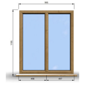 995mm (W) x 1195mm (H) Wooden Stormproof Window - 2 Non-Opening Windows - Toughened Safety Glass