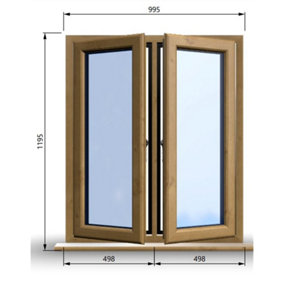 995mm (W) x 1195mm (H) Wooden Stormproof Window - 2 Opening Windows (Left & Right) - Toughened Safety Glass