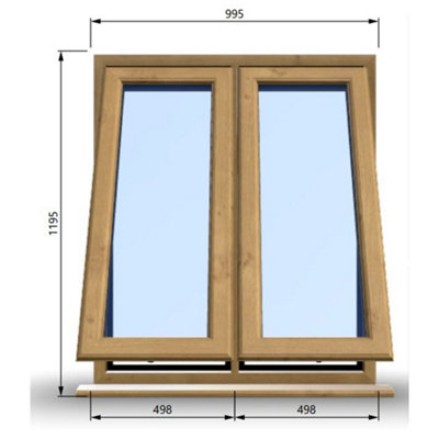 995mm (W) x 1195mm (H) Wooden Stormproof Window - 2 Opening Windows (Opening from Bottom) - Toughened Safety Glass