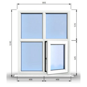 995mm (W) x 1245mm (H) PVCu StormProof Casement Window - 1 Bottom Opening (Right)  - White Internal & External