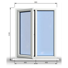 995mm (W) x 1245mm (H) PVCu StormProof Casement Window - 1 LEFT Opening Window -  Toughened Safety Glass - White