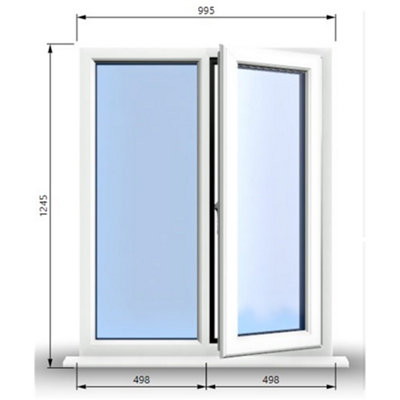 995mm (W) x 1245mm (H) PVCu StormProof Casement Window - 1 RIGHT Opening Window -  Toughened Safety Glass - White