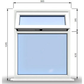 995mm (W) x 1245mm (H) PVCu StormProof Casement Window - 1 Top Opening Window - 70mm Cill - Chrome Handles -  White