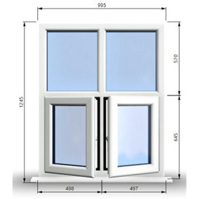 995mm (W) x 1245mm (H) PVCu StormProof Casement Window - 2 Bottom Opening Windows - Toughened Safety Glass - White