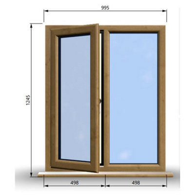 995mm (W) x 1245mm (H) Wooden Stormproof Window - 1/2 Left Opening Window - Toughened Safety Glass