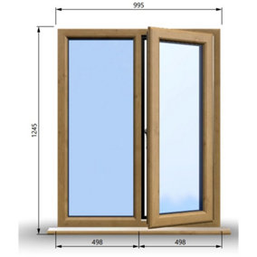 995mm (W) x 1245mm (H) Wooden Stormproof Window - 1/2 Right Opening Window - Toughened Safety Glass