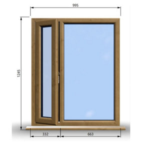 995mm (W) x 1245mm (H) Wooden Stormproof Window - 1/3 Left Opening Window - Toughened Safety Glass