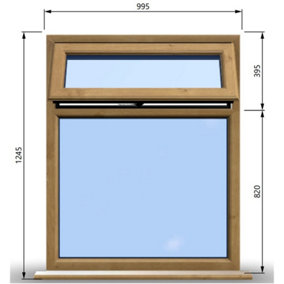 995mm (W) x 1245mm (H) Wooden Stormproof Window - 1 Top Opening Window -Toughened Safety Glass