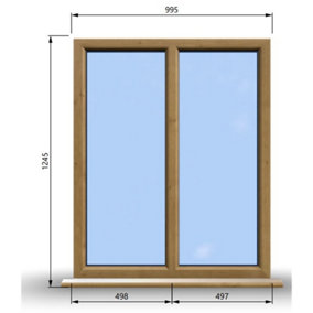 995mm (W) x 1245mm (H) Wooden Stormproof Window - 2 Non-Opening Windows - Toughened Safety Glass