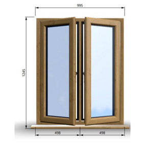 995mm (W) x 1245mm (H) Wooden Stormproof Window - 2 Opening Windows (Left & Right) - Toughened Safety Glass