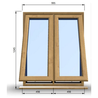 995mm (W) x 1245mm (H) Wooden Stormproof Window - 2 Opening Windows ...