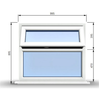 995mm (W) x 845mm (H) PVCu StormProof Casement Window - 1 Top Opening Window - 70mm Cill - Chrome Handles -  White