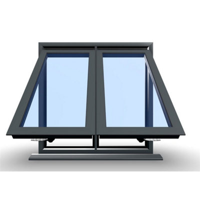 995mm (W) x 895mm (H) Aluminium Flush Casement - 2 V Bottom Opening Windows - Anthracite Internal & External