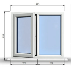 995mm (W) x 895mm (H) PVCu StormProof Casement Window - 1 LEFT Opening Window -  Toughened Safety Glass - White