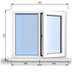 995mm (W) x 895mm (H) PVCu StormProof Casement Window - 1 RIGHT Opening Window -  Toughened Safety Glass - White