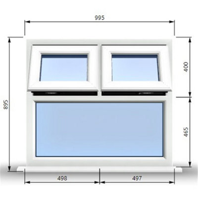 995mm (W) x 895mm (H) PVCu StormProof Casement Window - 2 Top Opening ...