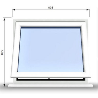 995mm (W) x 895mm (H) PVCu StormProof Window - 1 Opening Window- 70mm Cill - Chrome Handles - Toughened Safety Glass - White