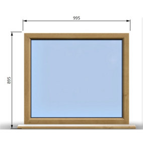 995mm (W) x 895mm (H) Wooden Stormproof Window - 1 Window (NON Opening) - Toughened Safety Glass