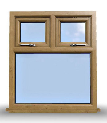 995mm (W) x 895mm (H) Wooden Stormproof Window - 2 Top Opening Windows -Toughened Safety Glass