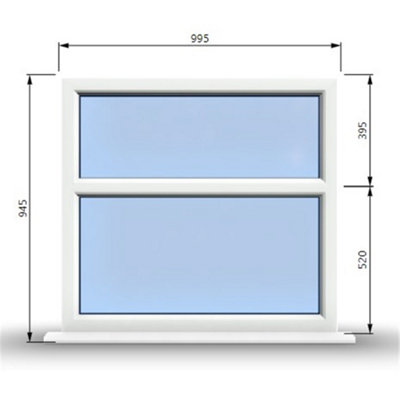 995mm (W) x 945mm (H) PVCu StormProof Casement Window - 2 Horizontal ...