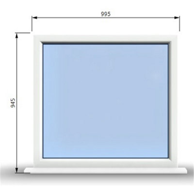 995mm (W) x 945mm (H) PVCu StormProof Window - 1 Non Opening Window - Toughened Safety Glass - White